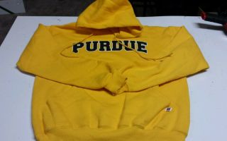 Purdue University Boilermakers Russell Athletic Hoody Sweatshirt Size M Yellow