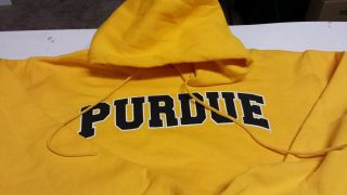 Purdue University Boilermakers Russell Athletic Hoody Sweatshirt Size M Yellow 2
