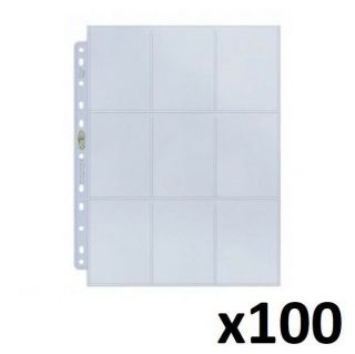 100 X Ultra Pro 9 - Pocket Platinum 11 - Hole Binder Album Folder Pages Card English