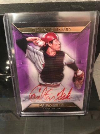 2019 Topps Diamond Icons Red Carlton Fisk Hof Signed Auto 5/10 Red Sox