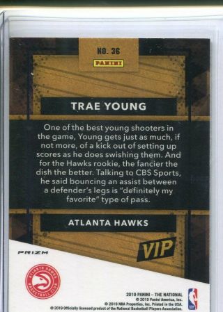 2019 Panini National Gold Pack Trae Young Tiger Stripe /10 SSP 2