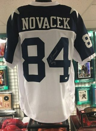 Jay Novacek Autographed White/blue Dallas Cowboys Custom Xl Jersey Jsa Cert.