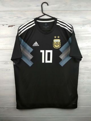 Messi Argentina soccer jersey large 2019 away shirt CD8565 football Adidas 2