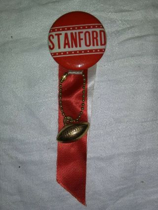 Vintage Stanford Cardinals Football Pinback Button With Ribbons Football