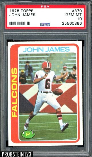 1978 Topps 1 Registry Set Break 370 John James Atlanta Falcons Psa 10 Pop 4