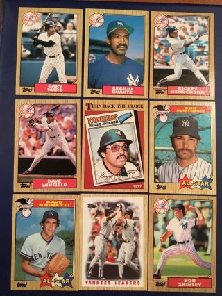 1987 Topps York Yankees Complete Team Set 43 Cards W Traded Henderson Look