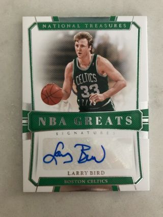 2018 - 19 National Treasures Larry Bird Nba Greats Auto 17/25 Boston Celtics