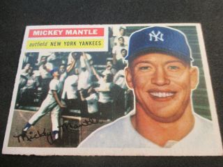 Mickey Mantle 1956 Topps 135 Gray Back - Ex,