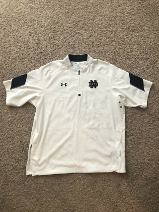 Notre Dame Irish Football Under Armour Team Issued 1/4 Zip Pullover Large White