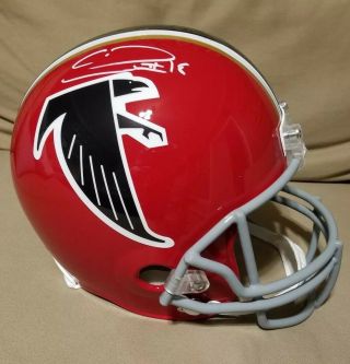 Full Size Atlanta Falcons Red Helmet Signed By Calvin Ridley.  Beckett Certified.