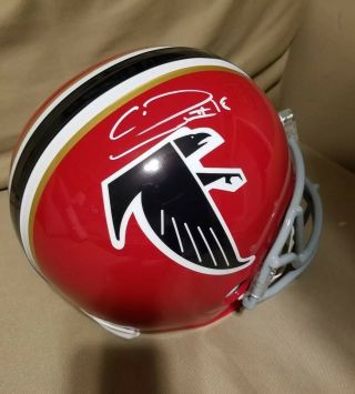 FULL SIZE Atlanta Falcons RED helmet signed by Calvin Ridley.  Beckett Certified. 2
