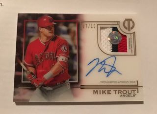 2019 Topps Tribute Mike Trout Bold Auto Autograph 3clr Patch Red Sp 7/10
