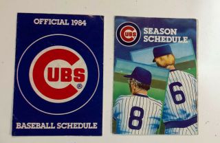 Chicago Cubs Baseball Pocket Schedules 1984 & 1986