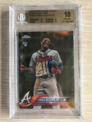 2018 Topps Chrome Update Gold Refractor Ronald Acuna Rc 18/50 Bgs 10 Pristine
