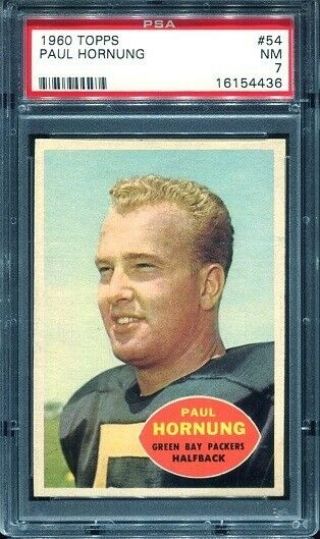 1960 Topps 54 Paul Hornung Psa 7 Green Bay Packers Hof Heisman Winner -