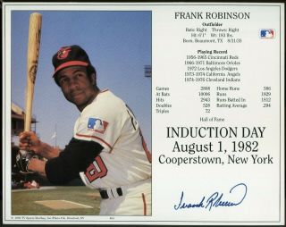 Frank Robinson Signed 8x10 Photo Vintage Hof Induction Day Autographed Auto