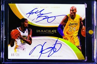 2017 - 18 Panini Immaculate Dual On Card Auto Kobe Bryant Kevin Durant 9/25 Lakers