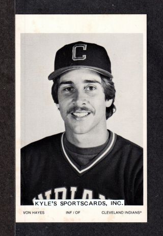 1982 Von Hayes Indians Unsigned 3 - 1/2 X 5 - 1/2 Team Issue Photo Card 2