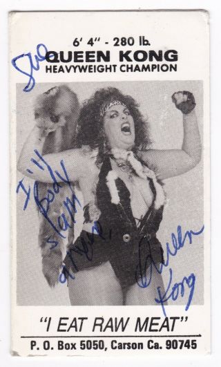Glow Glamorous Ladies Of Wrestling Queen Kong Deanna Booher Business Card Vhtf