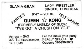 GLOW Glamorous Ladies of Wrestling Queen Kong Deanna Booher Business Card VHTF 2