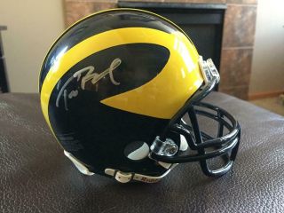 6 X Bowl Champion Tom Brady Signed Autograph Riddell Mini Helmet Michigan