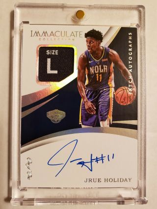 2017 - 18 Panini Immaculate Jrue Holiday Laundry Tag Patch Auto 1/1 Platinum Nasty