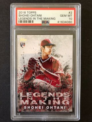 2018 Topps Legends In The Making 2 Shohei Ohtani Rc Gem Psa 10 Angels