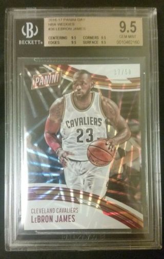 2016 - 17 Panini Day Nba Lebron James 36 Wedges Parallel 37/50 Bgs 9.  5 Subs 9.  5