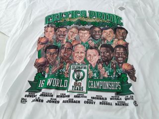 Vtg 90s Boston Celtics Pride White T Shirt Men 