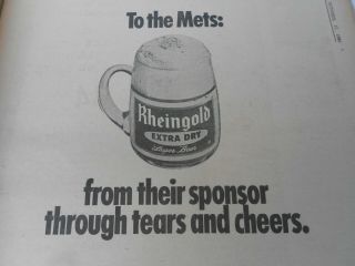 York Mets World Series Champ York Daily News Newspaper Oct 17th 1969 6