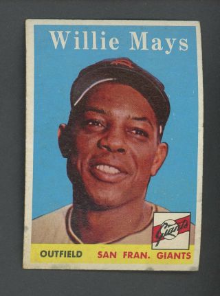 1958 Topps 5 Willie Mays San Francisco Giants Hof Vg