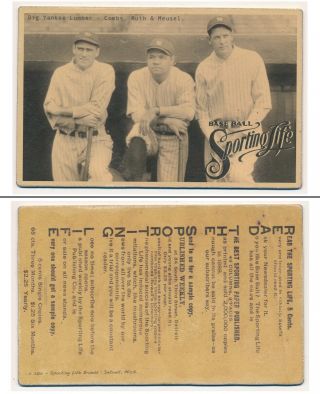 Sporting Life " Exhibit Series " - " Big Yankee Lumber - Combs,  Babe Ruth & Meusel "