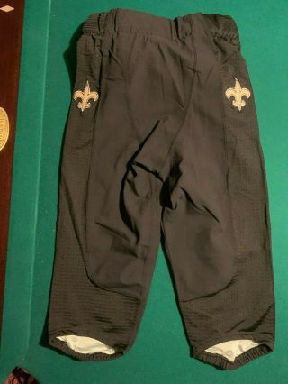 Orleans Saints Size 30 Black Game Worn / Issued Nike Football Pants W/ Belt