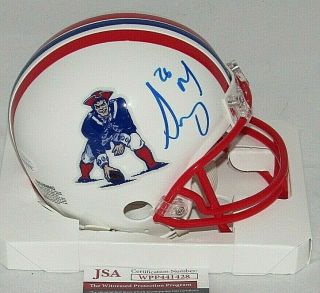 Sony Michel Uga England Patriots Throwback Mini Helmet Signed Autograph Jsa