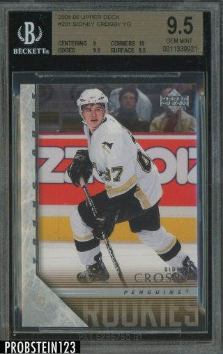 2005 - 06 Upper Deck Young Guns 201 Sidney Crosby Penguins Rc Bgs 9.  5 W/ 10
