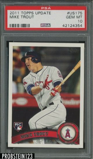 2011 Topps Update Us175 Mike Trout Angels Rc Rookie Psa 10 Hot Card