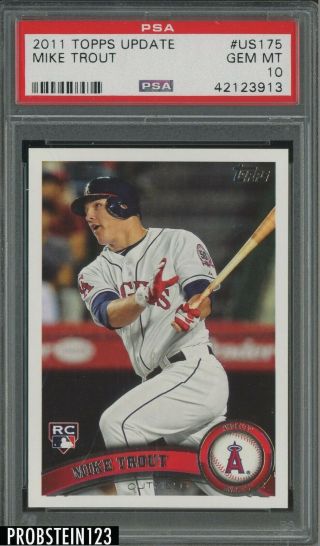 2011 Topps Update Us175 Mike Trout Angels Rc Rookie Psa 10 High End