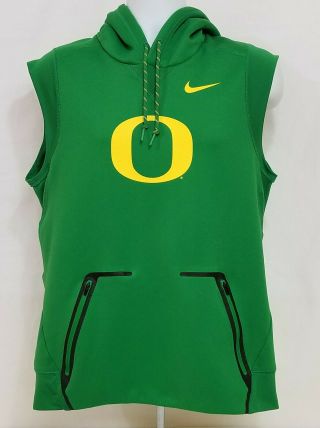 Oregon Ducks Football Team Issued Nike Dri - Fit Sleeveless Hoodie Jacket Men 