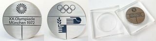 German Xx Olympiade Munchen 1972 Munich Olympics Medal Plaque W/lucite Case