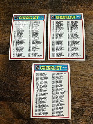 1978 - 79 O - Pee - Chee 3 Unmarked Checklist,  S 24 - - 259 - - 297