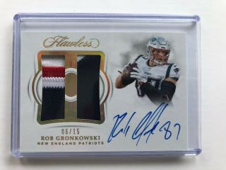 2018 Panini Flawless Rob Gronkowski Dual Patch 3 Color Auto 6/15 Patriots