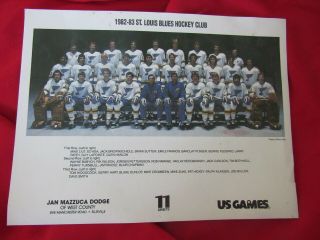 1982 - 83 St.  Louis Blues Team Photo - Brian Sutter,  Barclay Plager,  Bernie Ferderko