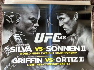 UFC 148 Autographed Poster (SBC) Anderson Silva Sonnen Griffin Tito Ortiz Khabib 2