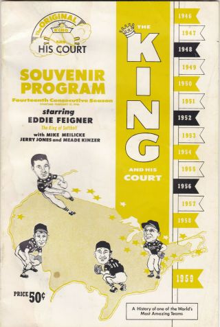 Eddie Feigner Autographed 1959 King And His Court Softball Program