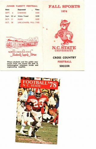 1974 - 2017 No Carolina State College Football Pocket Schedules & Postcard (35)