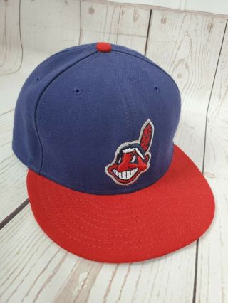 Era Mlb Cleveland Indians Chief Wahoo Fitted Baseball Cap Hat Size 7 5/8 Men