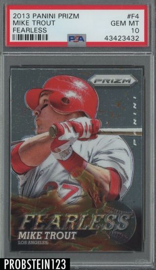 2013 Panini Prizm Fearless Mike Trout Psa 10 Gem