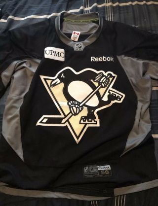 Game & Worn Pittsburgh Penguins Practice Jersey Black Size 58
