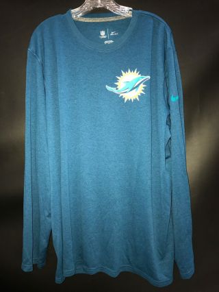 Miami Dolphins Game Navy On Field Dri - Fit Workout Long Sleeve Shirt - 2xl