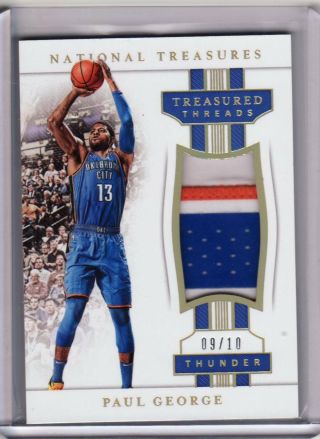 2018 - 19 National Treasures Paul George Game Worn Patch Gold 9/10